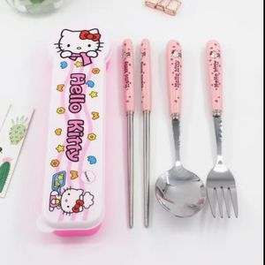 Hello Kitty Stainless Steel Chopsticks, Fork and Spoon Set.